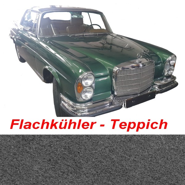 W111 Coupe Teppich passend für Mercedes Flachkühler Velours mittelgrau Keder schwarz