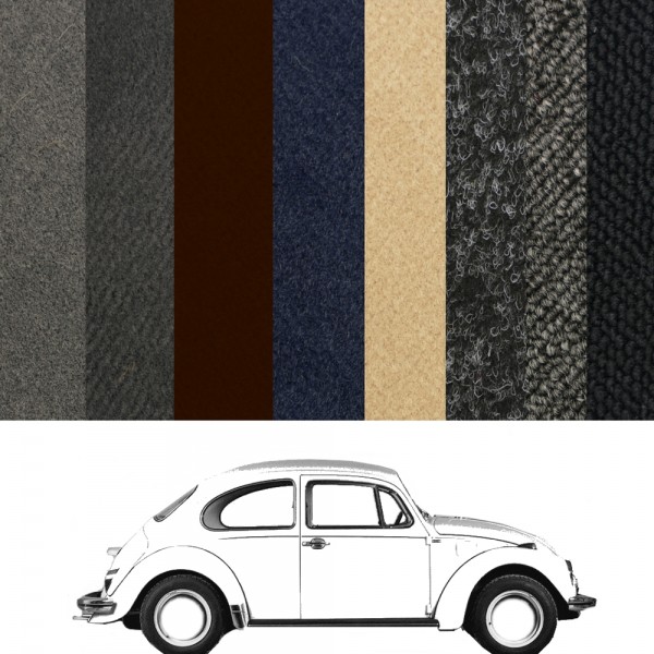 VW Käfer Teppich 1303 Limousine verschiedene Farben zur Auwahl in Velours und Schlinge