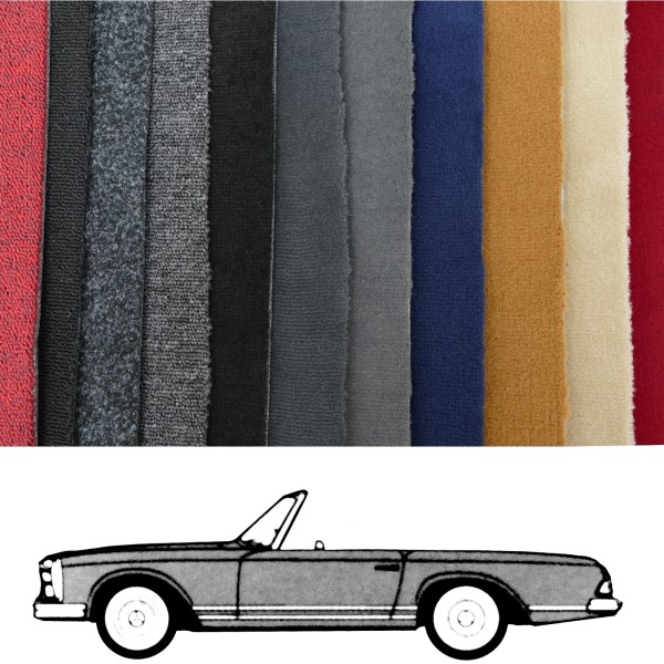 Kompletter Teppich passend für Mercedes W113 SL Pagode Schalter mit Notsitzen verschiedene Farben