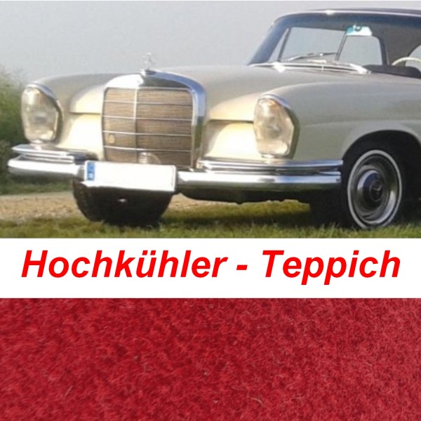 W111 Coupe Teppich passend für Mercedes Hochkühler Velours rot Keder rot