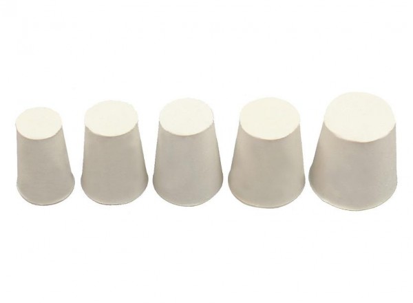 10x Gummistopfen Gummi Stopfen konisch Pfropf Verschluss Korken Silikon Weiß