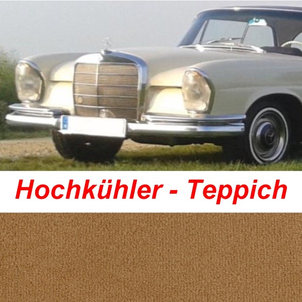 W111 Coupe Teppich passend für Mercedes Hochkühler Velours cognac Keder braun